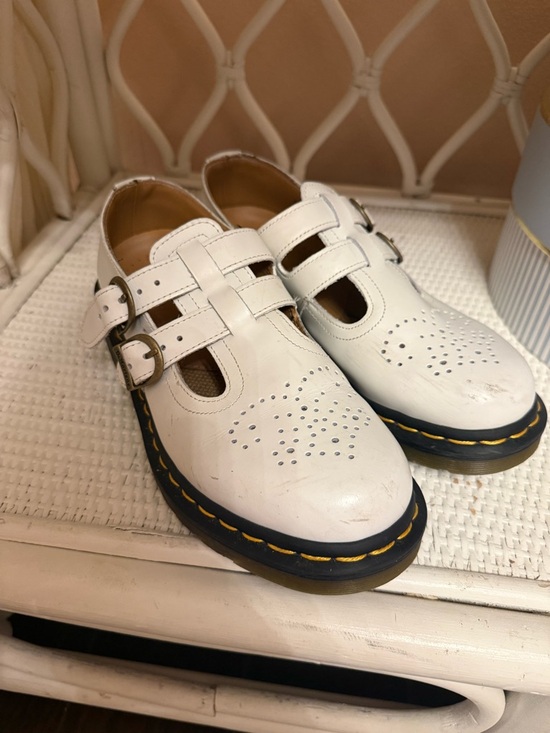 Dr. Martens Shoes - Dr. Martens White Kids' Mary Jane Double Strap Dress Shoes